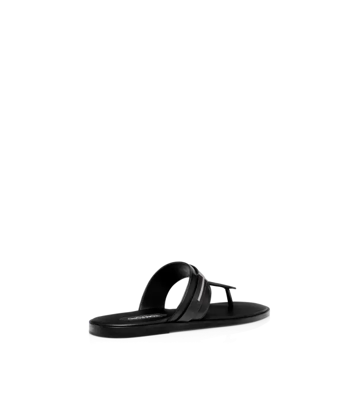SMOOTH LEATHER T-SANDAL BLACK online